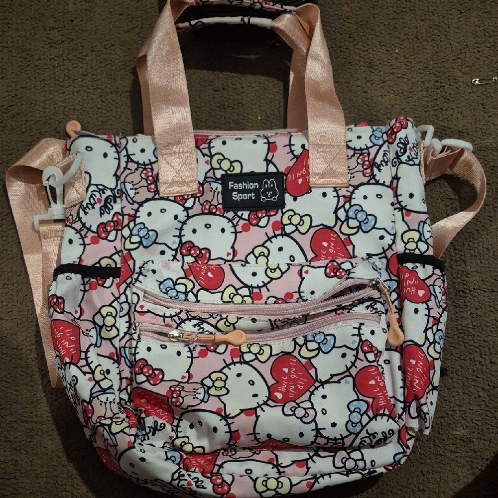 Hello Kitty Patterned Tote Bag - Pink And White - image 1
